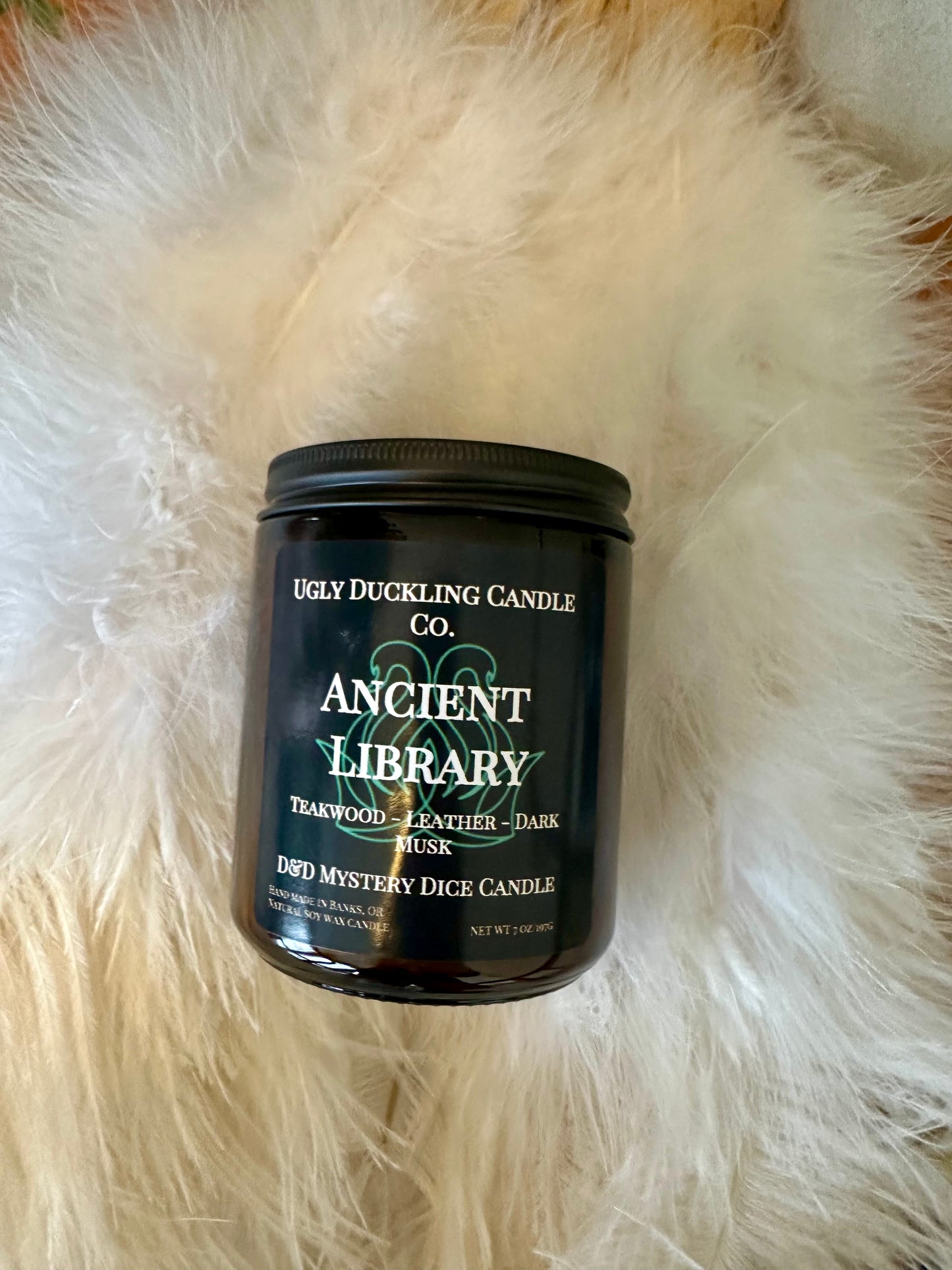 Ancient Library D&D dice Candle