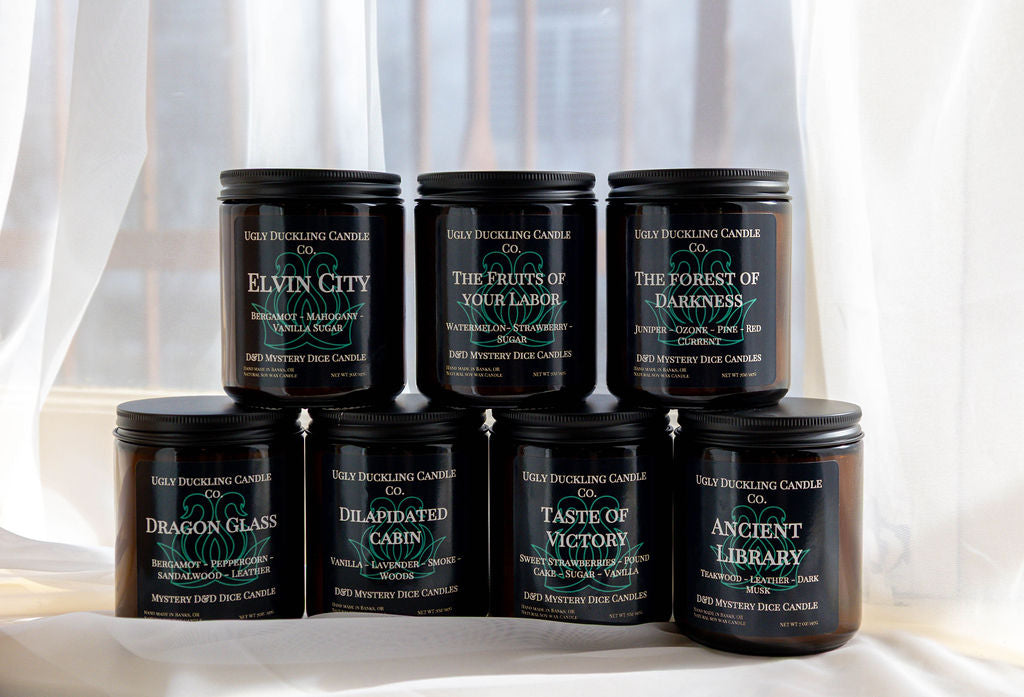 Blood of your enemies Soy candles with hidden D&D dice inside